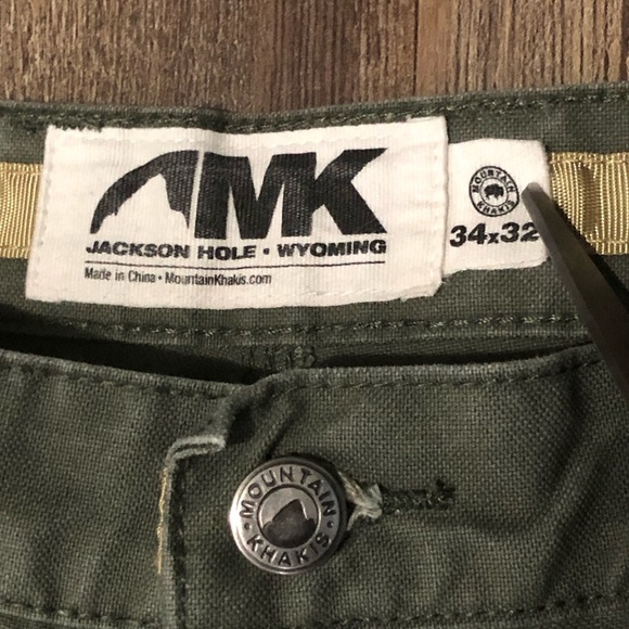 Mountain Khakis Pants Men's 34x32 Teton Twill Army Green Hiking Outdoor - Picture 2 of 6
